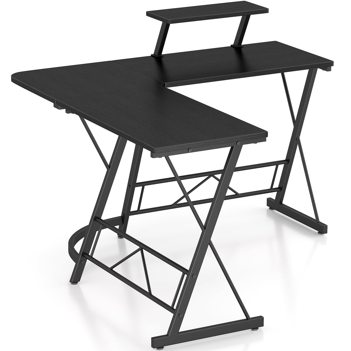 Mr IRONSTONE L Shaped Gaming Desk Corner Computer Desk, Home Office Desks Writing Workstation with Large Monitor Stand, Easy to Assemble (Black,51 Inch) Mr IRONSTONE