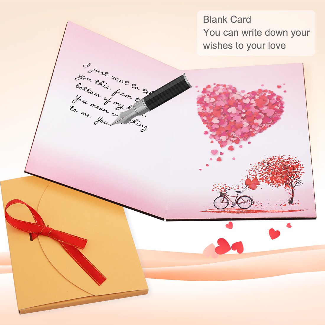 Creawoo Handmade Walnut Wood Love Greeting Card with Unique Gift Card Box The Best Valentine's Day, Anniversary Birthday Gift Idea Card for Her, Him, Wife, Husband Creawoo