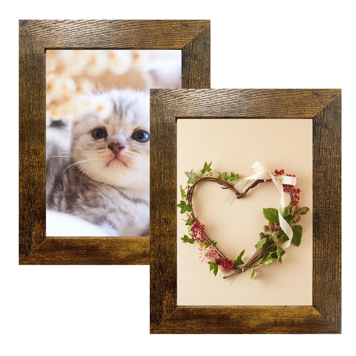 xnlkros 10 pack Picture Frame Set with Two 8x10,Four 5x7,Four 4x6, Rustic Collage Gallery Wall Frame, Farmhouse wood Photo Frames for living room Wall Gallery Decor or Desk,Rustic Brown xnlkros