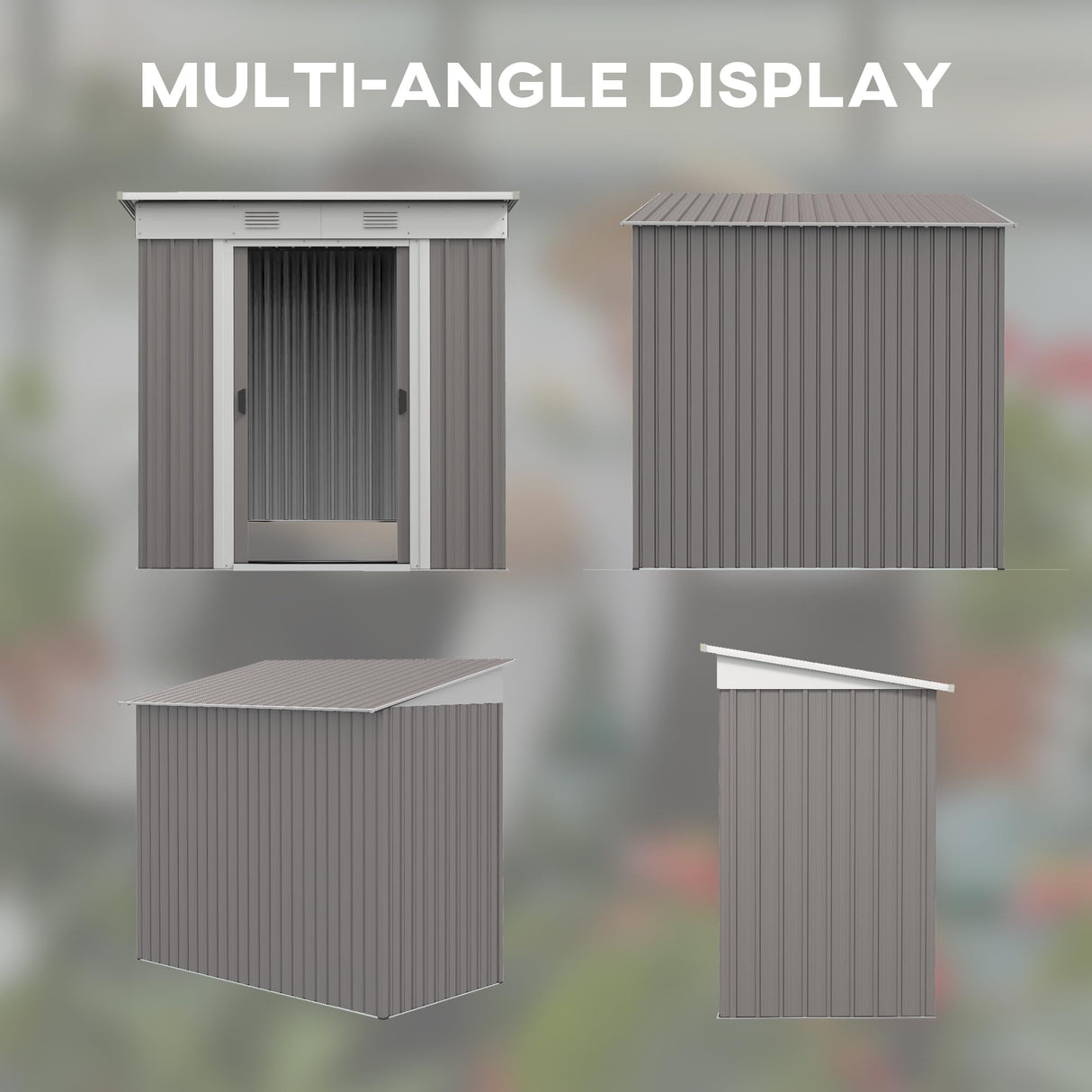 Nicbex Outdoor Storage Shed Outdoor Storage Box 6' x 4' Metal Lean to Garden Shed, Garden Tool House with Double Sliding Doors, 2 Air Vents for Backyard, Patio, Lawn, Gray NicBex