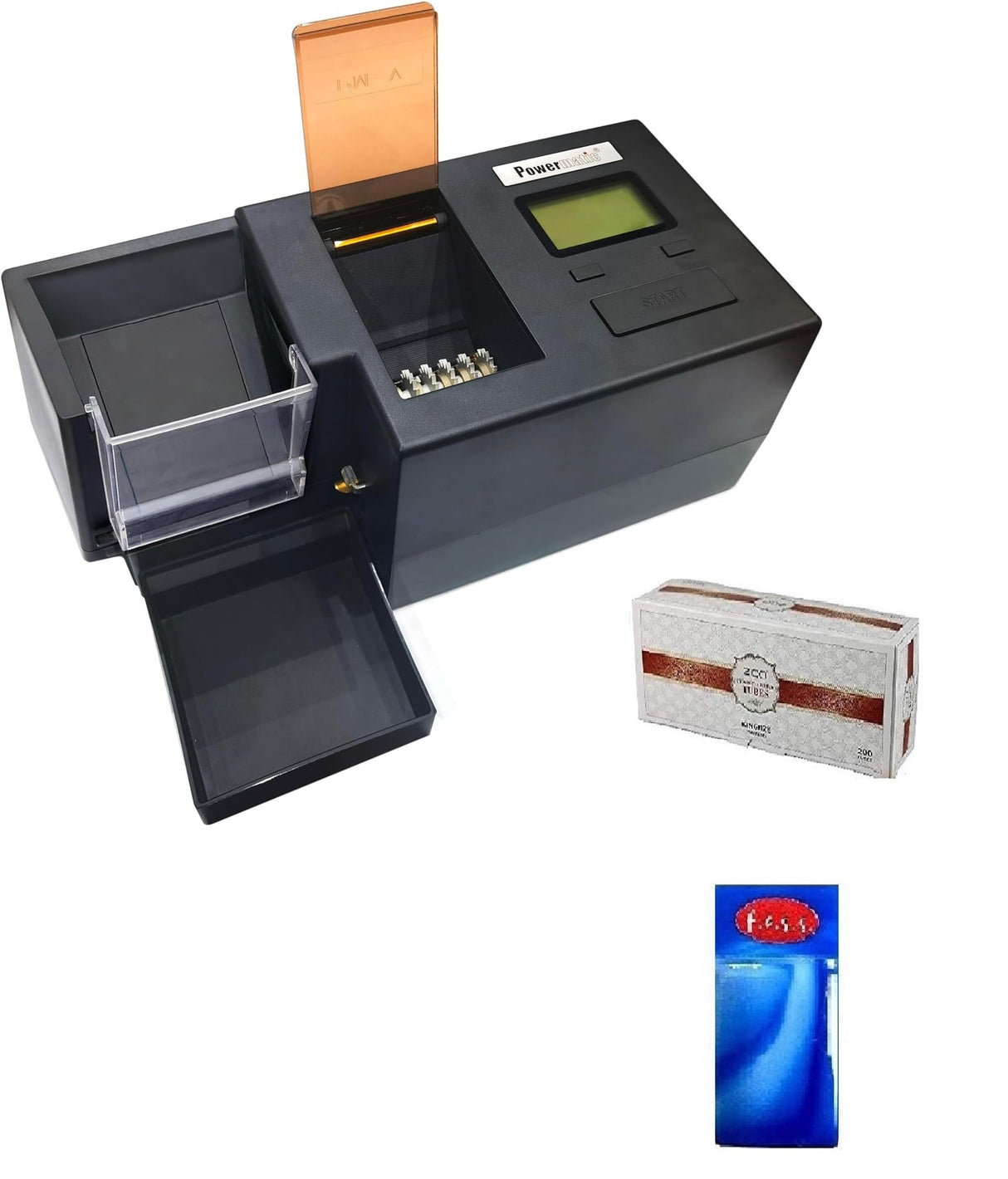 F.e.s.s. Powermatic V+ 5 Plus Electric Cigarette Injector Machine Bundle with FESS Case and Zico 85mm (King) Tubes, Black F.e.s.s.