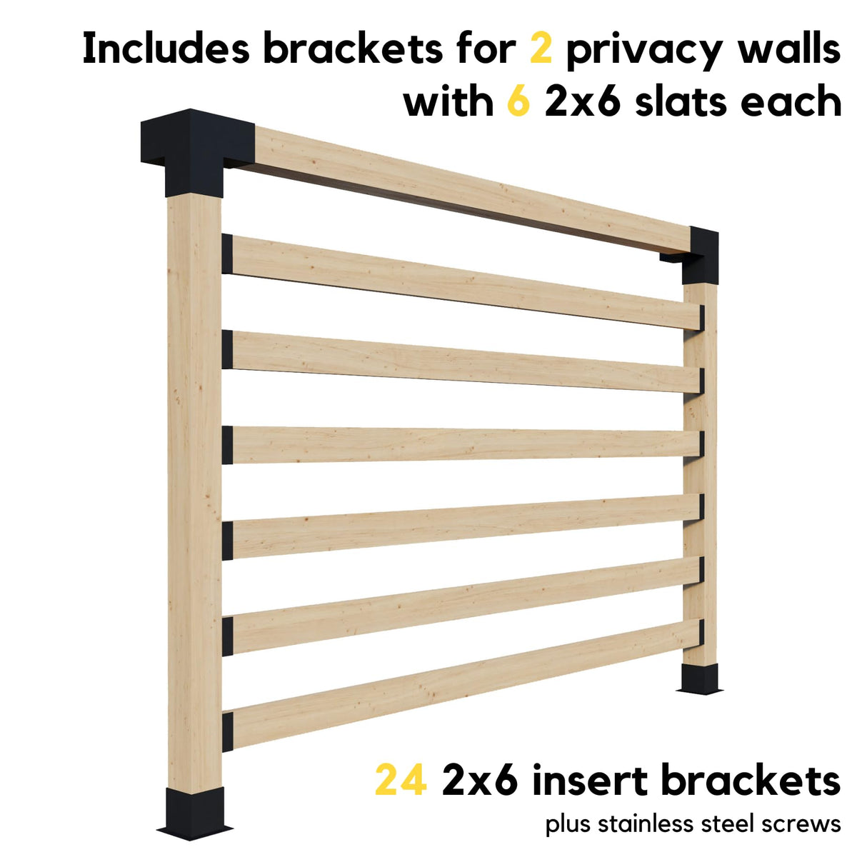 DIY Wooden Pergola Kit with Roof (5 Rafters) and 2 Privacy Walls (6 Slats Each) - Any Size Up to 24' x 12' Zen Pergolas