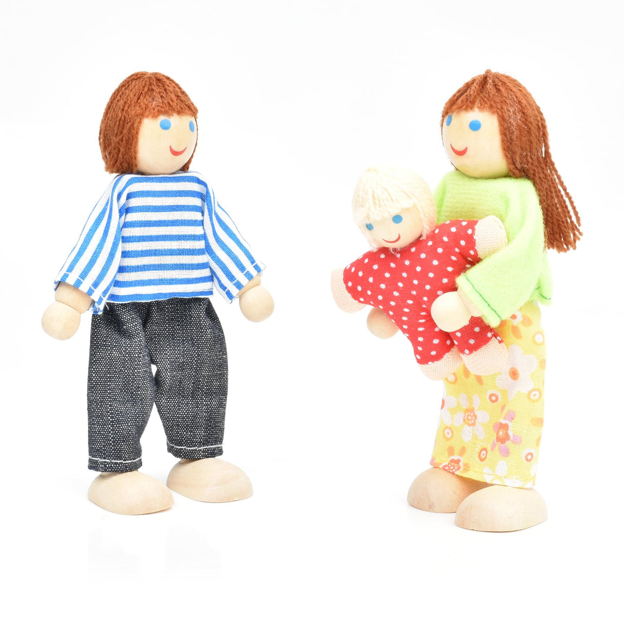 Jzszera Wooden Doll House People of 7 Miniature Figures and 2 Pets, Dollhouse Dolls Family Set Accessories for Girls Toddler Kids Pretend Play and Imaginative Fun Jzszera