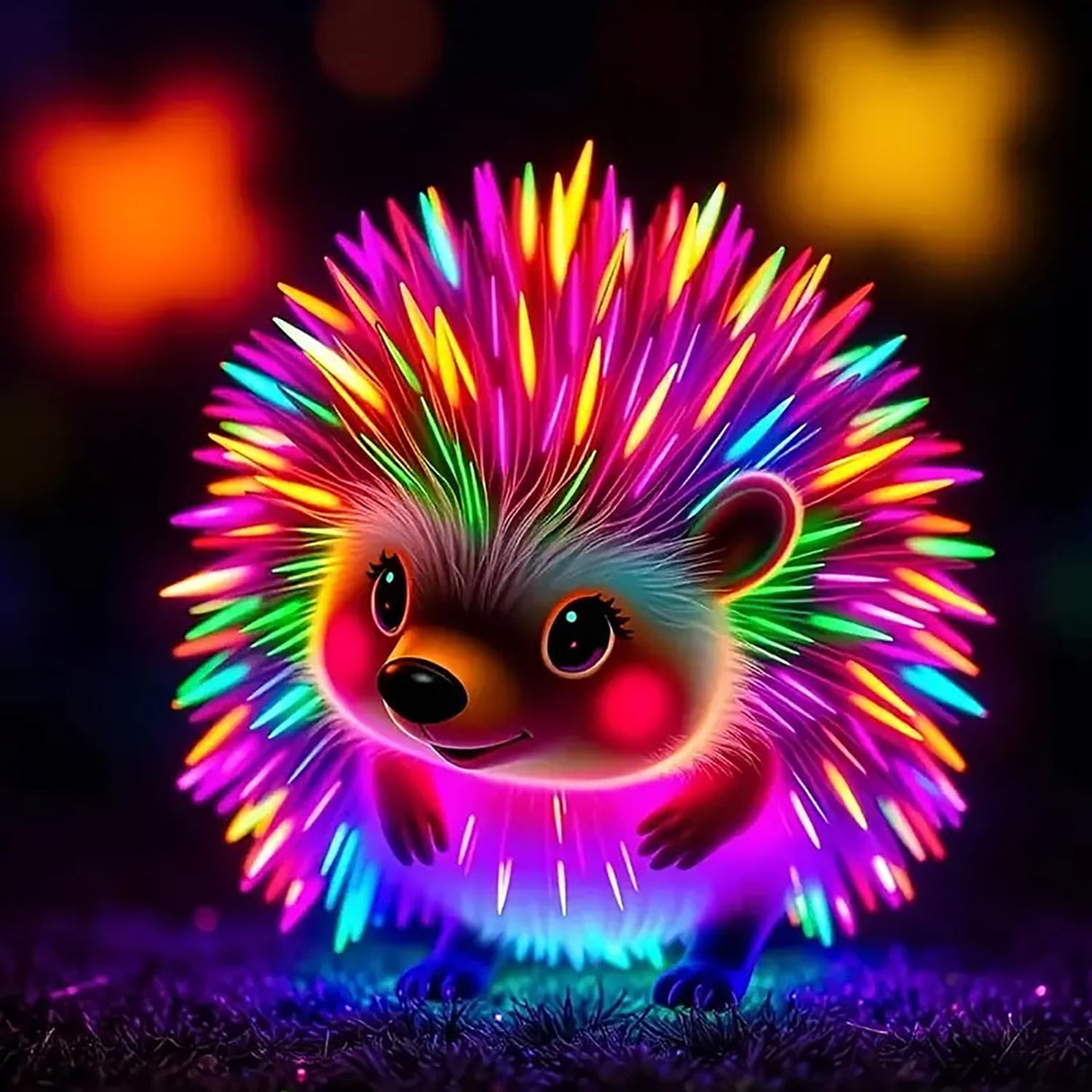 CHWGLFGG 5D Diamond Art Kits for Adults Beginners, Glowing Hedgehog Diamond Painting Kits, DIY Full Round Drill Paint by Diamonds Dot Gem Art for Adults, Home Wall Decor 13.7X 13.7 Inch CHWGLFGG