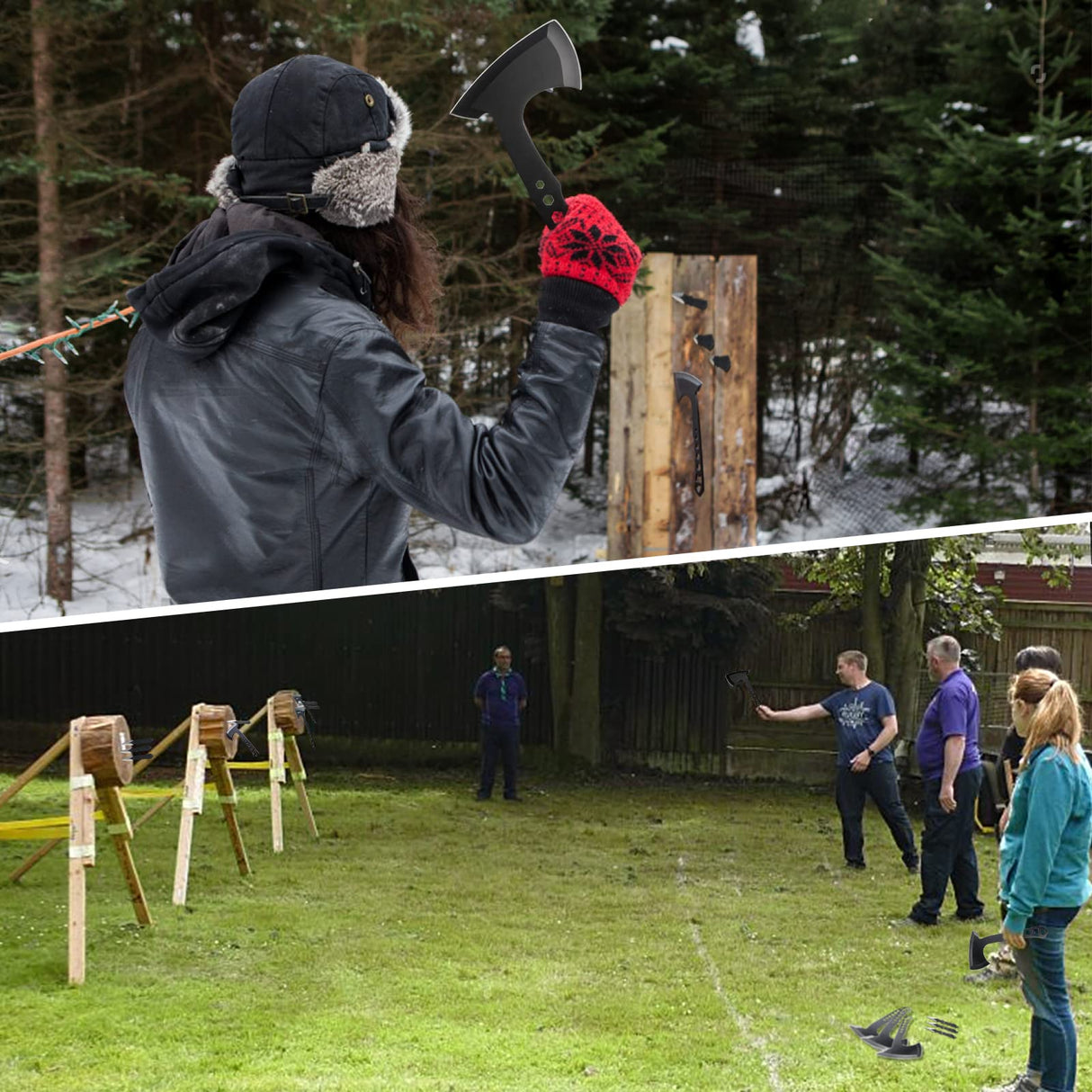BANORES Hawkeye Throwing Axes and Tomahawks Set with 10 inch Full Tang Stainless Steel, Nylon Sheath 3 Pack BANORES
