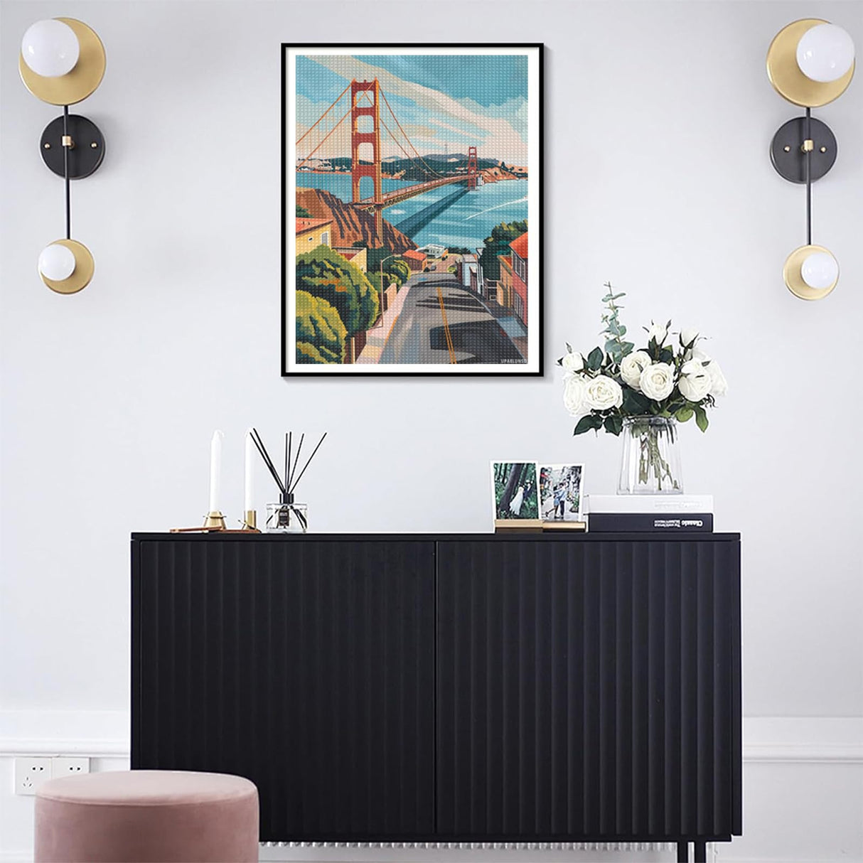 UPABLUNSO Golden Gate Bridge Beautiful Scenery Diamond Painting Kits for Adults, 5D Diamond Art Kits Landscape Perfect for Home Wall Deco Diamond 12x16 inch UPABLUNSO