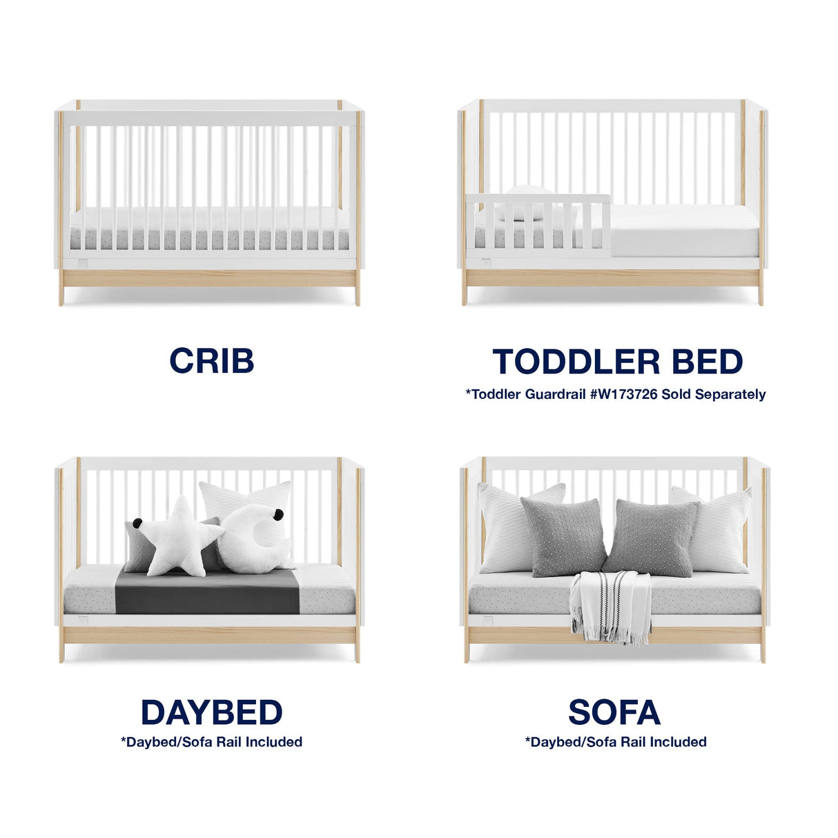 GAP babyGap Tate 4-in-1 Convertible Crib - Greenguard Gold Certified, Bianca White/Natural Delta Children