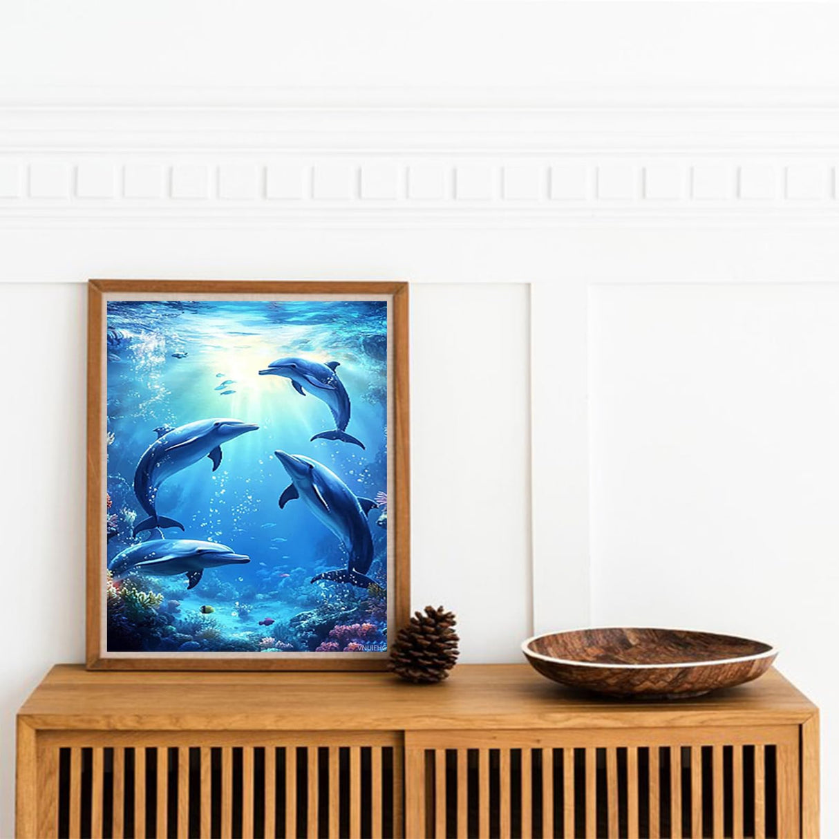 VNUIEHG Dolphin Paint by Numbers Kit for Adults Beginner, Sea World Paint by Numbers Kit with Brushes and Acrylic, DIY Arts and Crafts for Adults Women for Home Decor Art, Gifts 16x20 in (No Frame) VNUIEHG