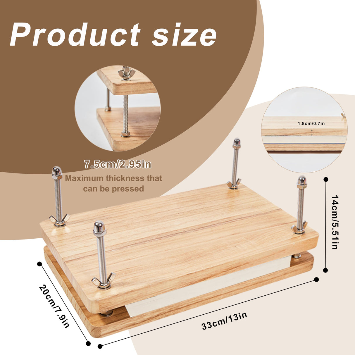 FUXAFU 50 Pcs Book Binding Kits, 13"x7.9" Inch Wooden Book Press,Books Binding Materials, with Bone Folder, Awl, Needles for DIY Bookbinding, BookRepair, Handmade Crafts FUXAFU