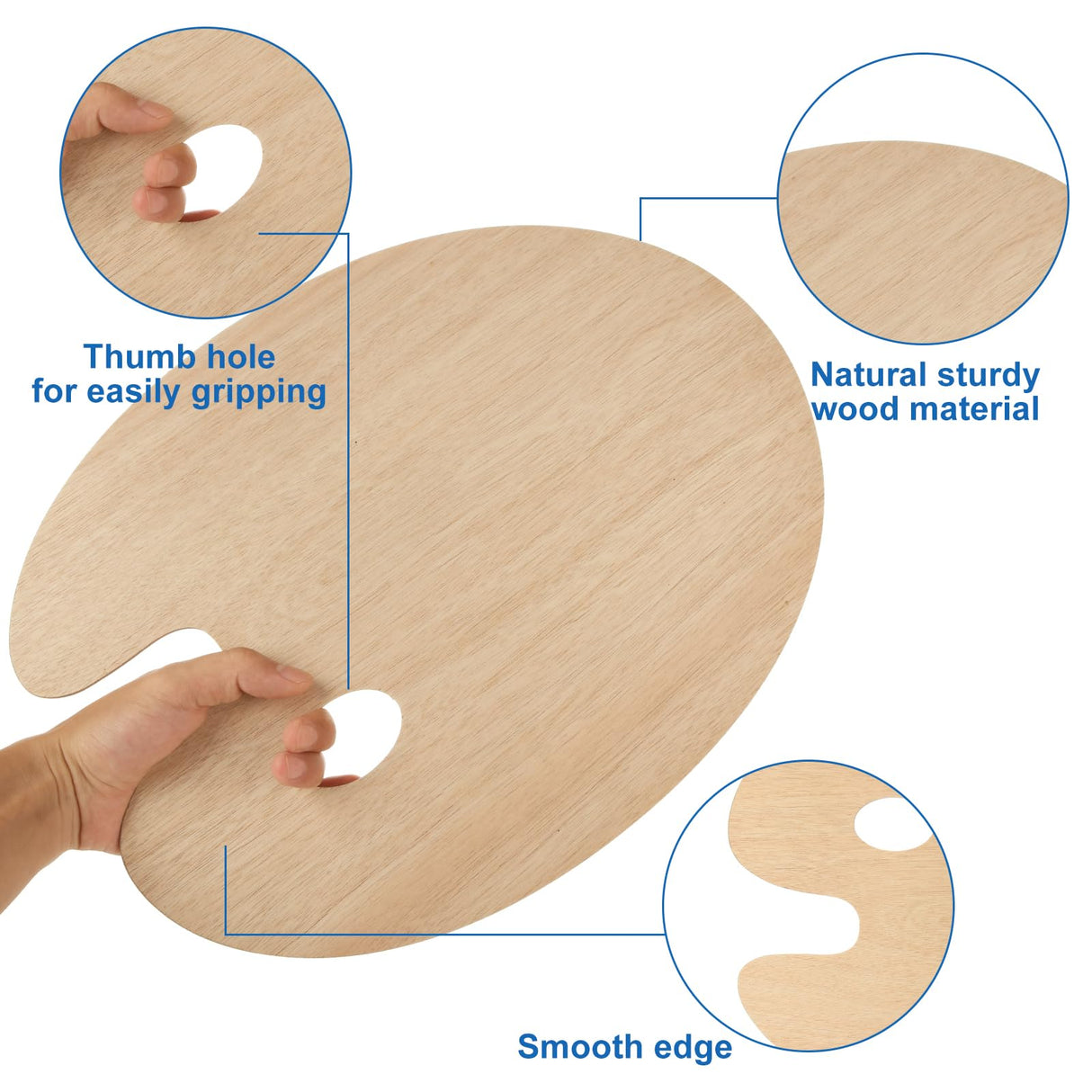 LOYORTY 15 Pack Wood Painting Palette, Oil Wooden Paint Palette, Oval-Shaped Artist Painting Palette with Thumb Hole, Art Pallet for Painting (12 x 16 Inches) LOYORTY