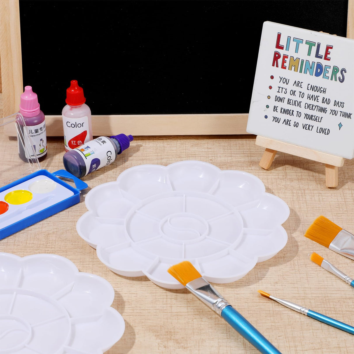 2pcs Watercolor Palette Plastic 18-Well Paint Tray Palette Flower White Painting Tray for Watercolor Create DIY Craft Professional Art Painting Acrylic Paintings Gouache Xthrotsenk