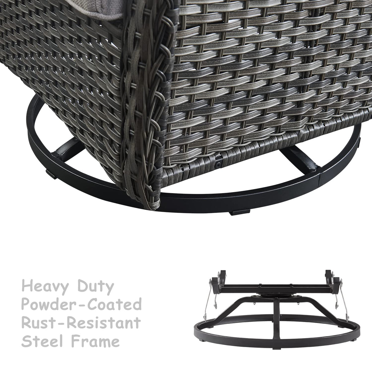 HUMMUH Patio Furniture 5 Pieces Outdoor Furniture Set Wicker Outdoor Sectional Couch with Patio Swivel Rocking Chairs,Ottomans for Patio HUMMUH