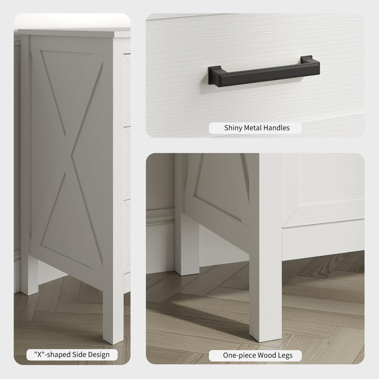 BAZELOR Farmhouse 7 Drawers Dresser for Bedroom, Wood Rustic Wide Chest with Metal Handles, Storage Dressers Organizer for Bedroom, Hallway, Entryway, White BAZELOR