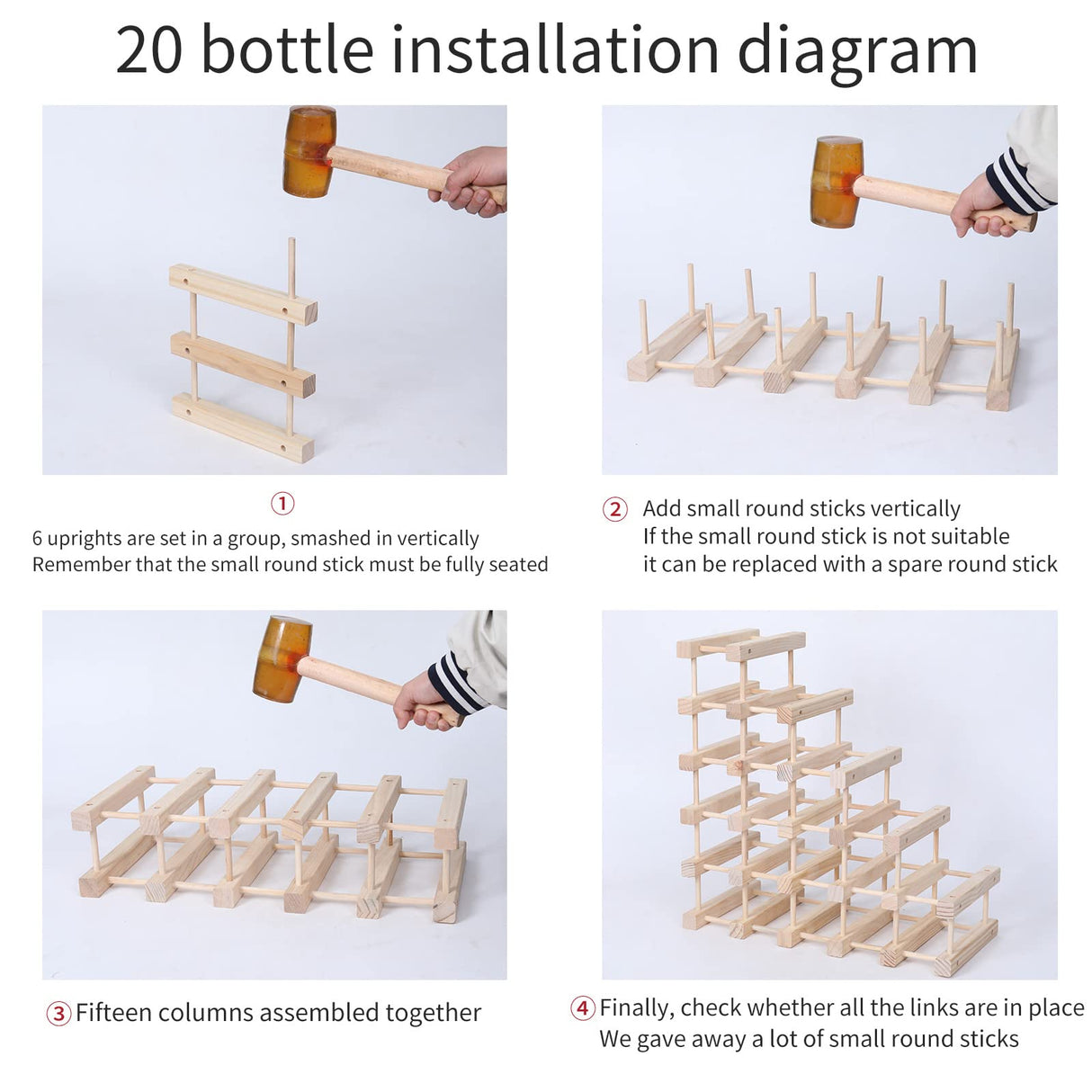 FDHUIJIA Wine Rack Small countertop Cabinet Stackable Storage Wooden freestanding Floor Wine Holder (20 Bottles) FDHUIJIA