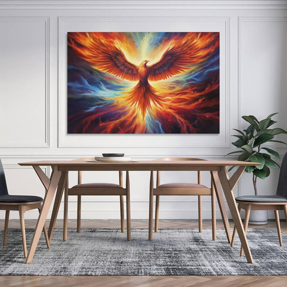 QEOPGNE Fire Bird Phoenix Rising Wall Art Fantasy Phoenix Poster Canvas Art Prints for Bedroom Office Living Room Pictures Paintings Cool Phoenix Wall Decor for Mens Women Unframed 12x18inch(30x45cm) QEOPGNE