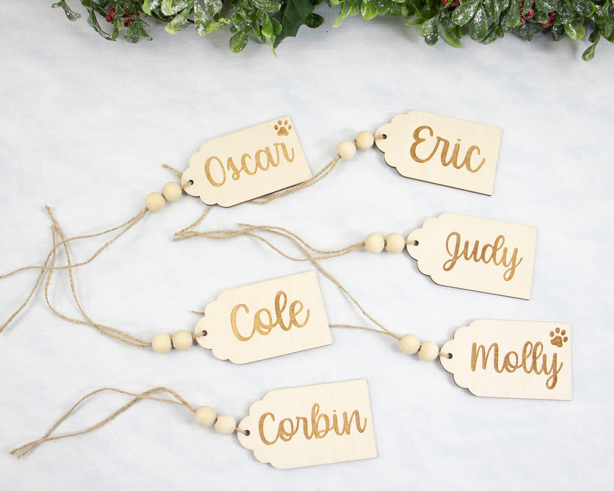Wood Personalized stocking & gift tag - Wooden tag - Farmhouse gift tag - Rustic tag Sew Lucky Embroidery