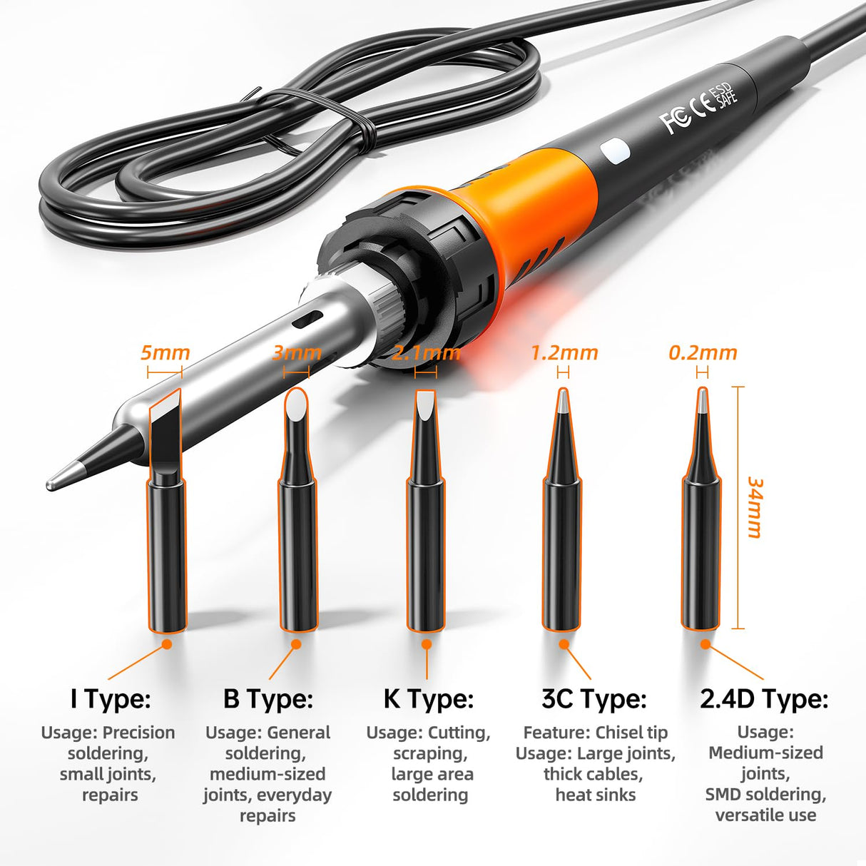 Digital Soldering Iron station Kit, 2 Auxiliary Clamps, 5 Soldering Iron Tips, Solder Wires, Solder Suckers, Stainless Steel Tweezers, and a Phillips Start, soldering station MEAKEST