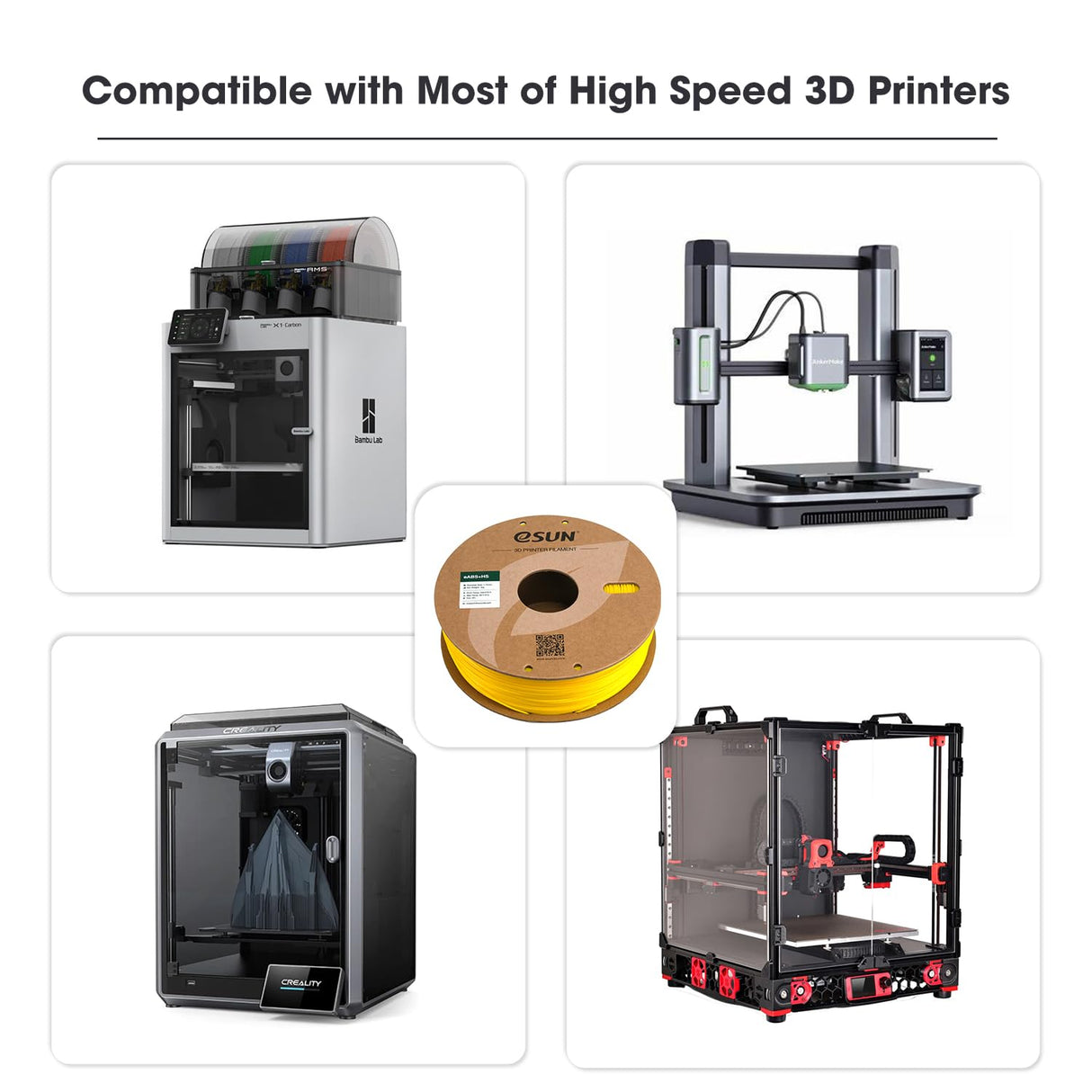 eSUN High Speed ABS+ Filament 1.75mm, Excellent Layer Adhesion 3D Printer Filament Speedy ABS Plus for Fast Printing, 1KG Spool (2.2 LBS) 3D Printing Filament for 3D Printers, Yellow eSUN