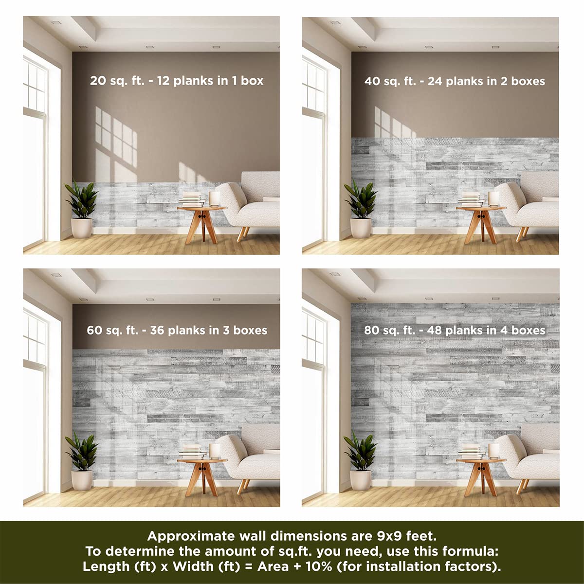 White Reclaimed Barnwood Planks Weathered Distressed Antique Tile Slat Boards for Paneling Wood Wall Wooden Backdrop Rustic Farmhouse Decor Backsplash DIY Crafts 47" Length (12, Width 5 inс) RFH