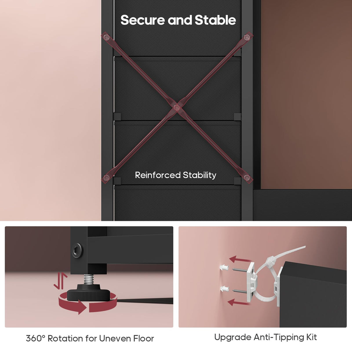 HAUOMS Vanity with Lights and Mirror, 11 Drawer Makeup Vanity with Power Strip, 6 Open Shelves, 43.3” Vanity Desk with Storage, Dressing Table with 3 Color Modes for Bedroom, Women, Girls, Black HAUOMS