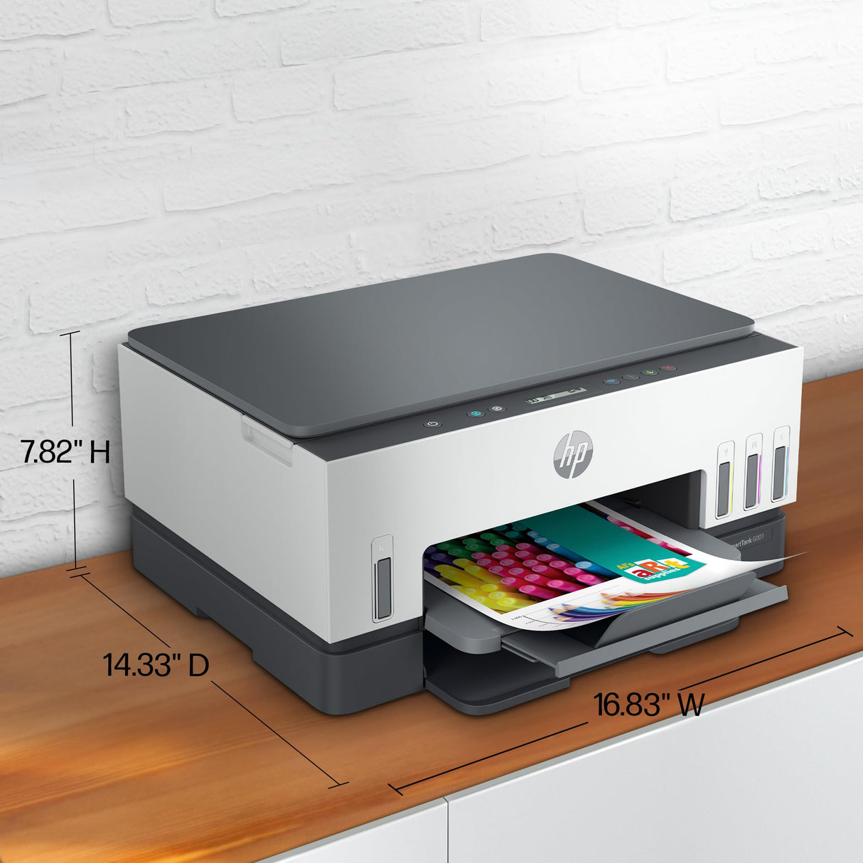 HP Smart -Tank 6001 Wireless Cartridge-Free all in one printer, this ink -tank printer comes with up to 2 years of ink included, with mobile print, scan, copy (2H0B9A) HP