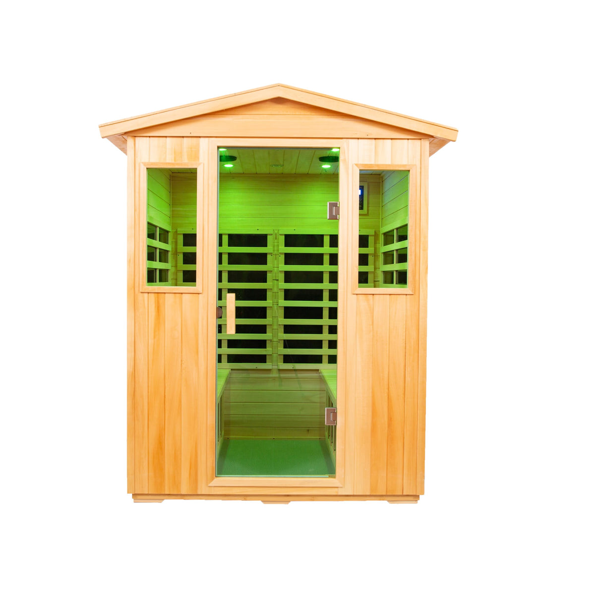 Outdoor Sauna for 4 Person,Applicable Indoors and Outdoors. Far Infrared Sauna 8 Low EMF Heaters, Wooden Sauna Room 2050 Watt, Old Chinese fir, Chromotherapy, Bluetooth Speaker, LCD, LED. Generic