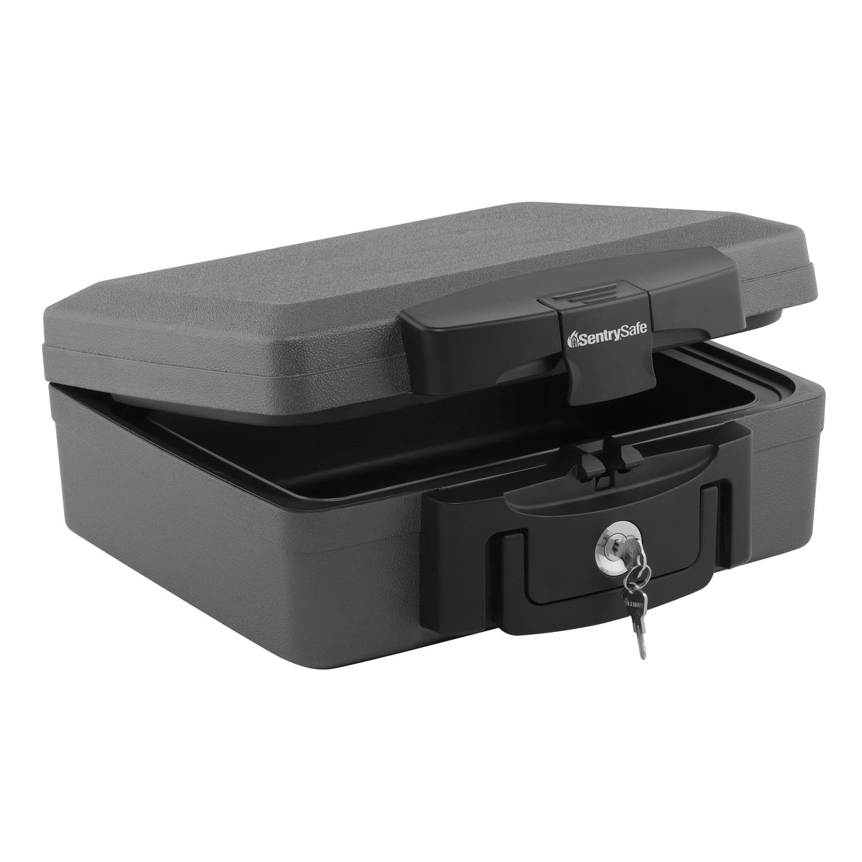 SentrySafe Fireproof and Waterproof Safe, Black Portable Lock Box with Key Lock and Carrying Handle for Money, Passport, Exterior: 14.3 in W x 13 in D x 6.1 in H, H0100 SentrySafe
