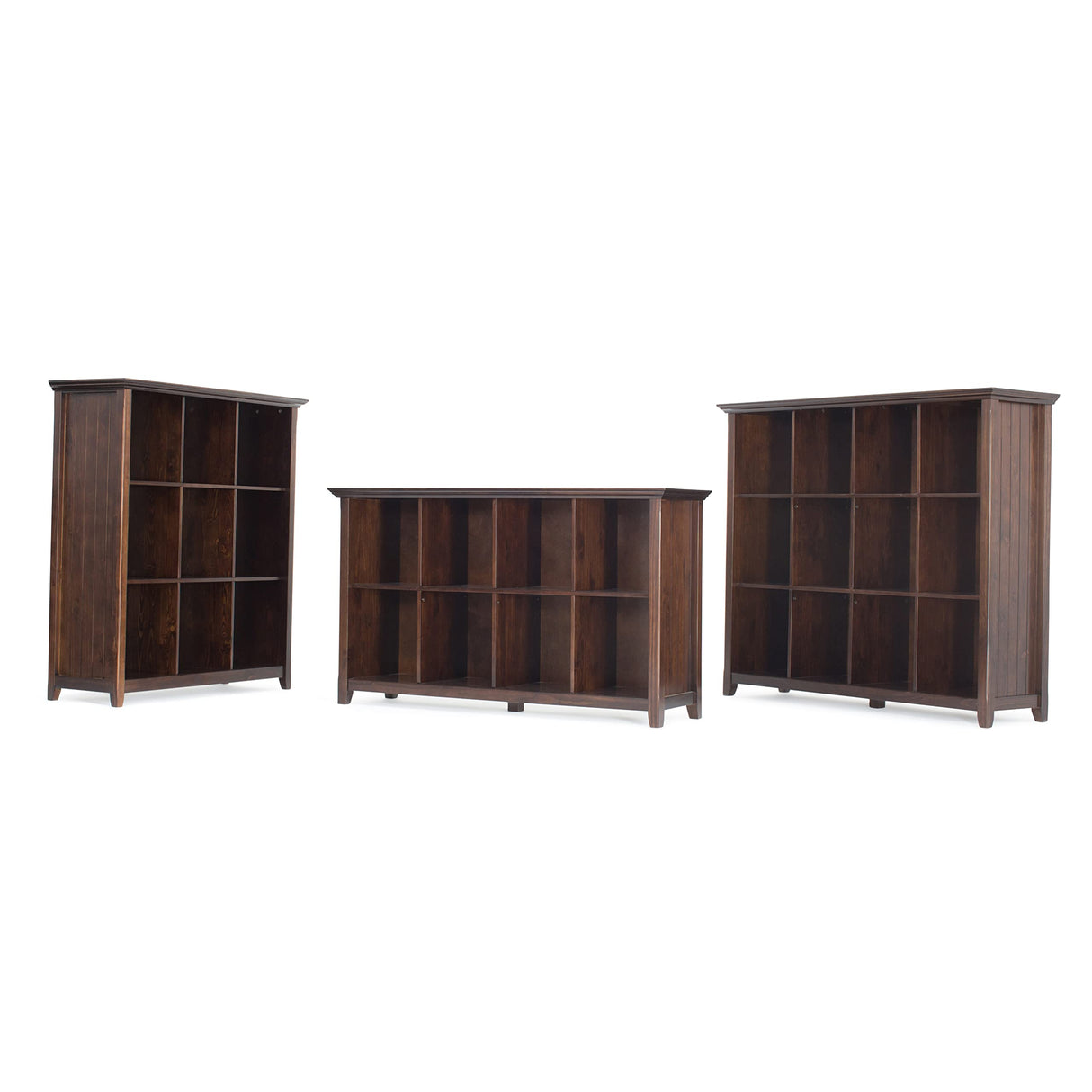 SIMPLIHOME Acadian SOLID WOOD 44 Inch Transitional 9 Cube Bookcase and Storage Unit in Brunette Brown, For the Living Room, Study Room and Office SIMPLIHOME