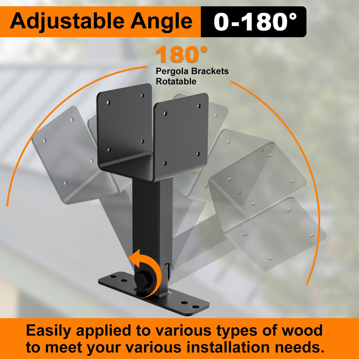 4x4 Heavy Duty Roof Riser Brackets Kit, TROPTOLKY Adjustable Angle Pergola Brackets, Black Metal Roof Riser Beam Bracket for Roof Pergola Gazebo Patio Cover (3 Pack) TROPTOLKY