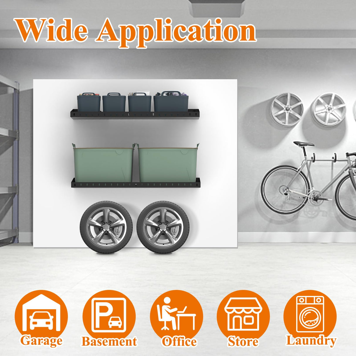 PEKGRIL 2 Pack Garage Wall Shelf, 1X2 Ft Heavy Duty Garage Shelving, Wall Mounted Storage Shelves for Laundry Room, Closet, Holds Up to 150 Lbs PEKGRIL