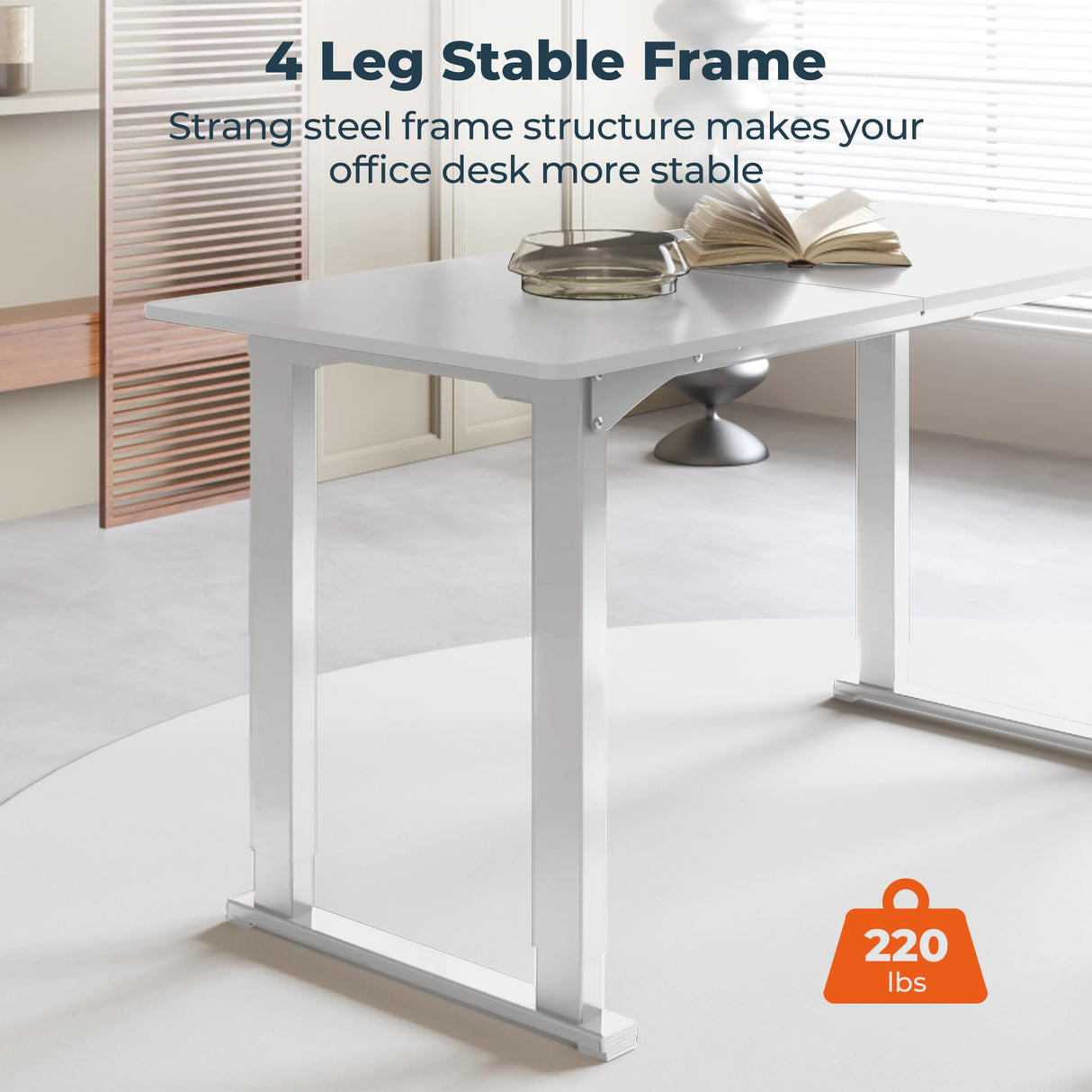 FitStand 4 Legs Standing Desk, Large 71x31 Inches Electric Adjustable Height Desk with Splice Board, Stand Up Desk Home Office Computer Workstation, White FitStand