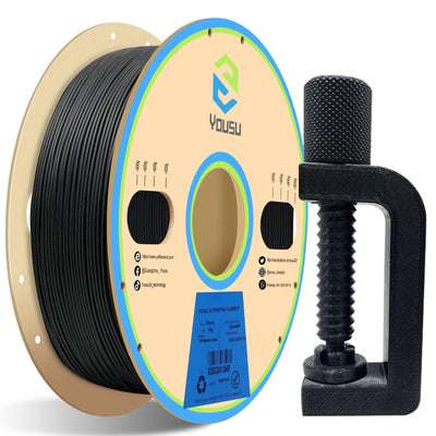YOUSU Polypropylene PP Filament, 1.75mm 3D Printer Filament for 3D Printing, 1kg(2.2lbs) 5pcs Build Sheet Included, Semi-Flexible Ultra Tough Filament, Black