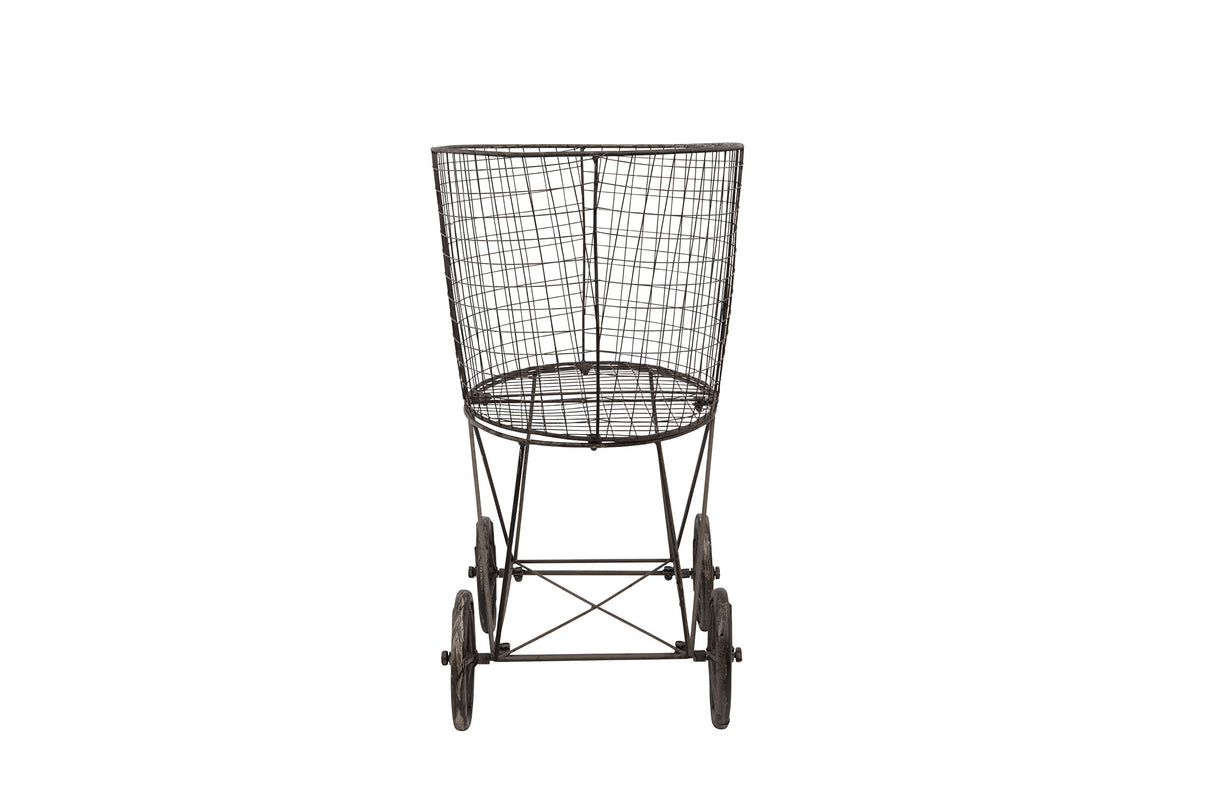 Creative Co-op Vintage Metal Laundry Basket with Wheels 25" x 15" x 26 3/4" (W x D x H) Creative Co-Op