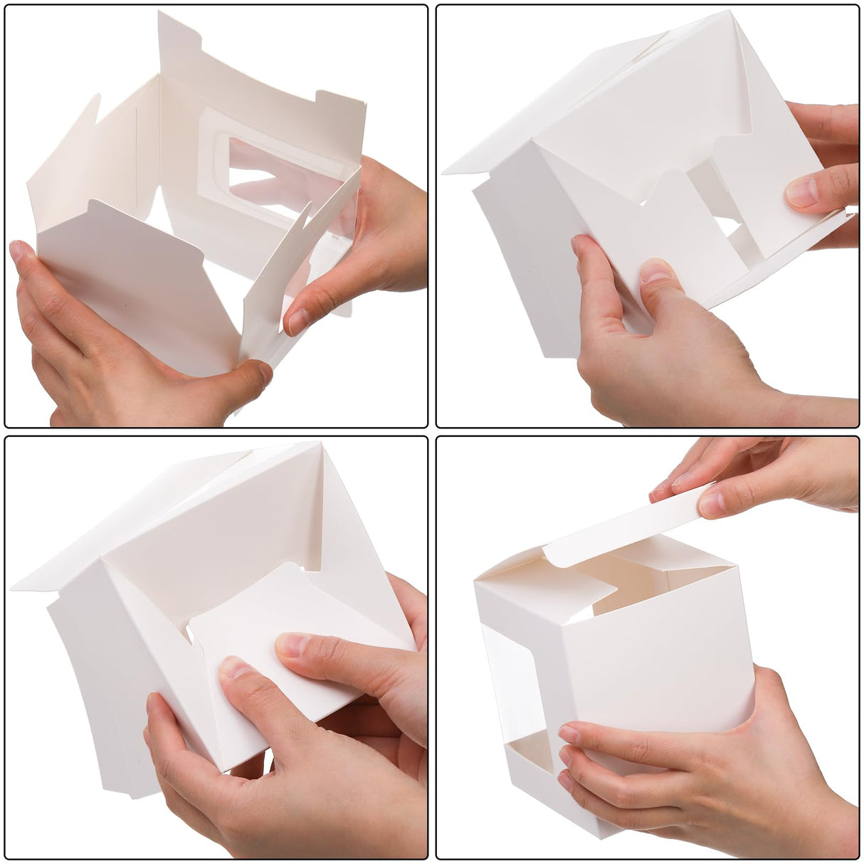 AVLA 50 Pack Gift Boxes for Sublimation Mugs, 4.3x4.3x5'' Small White Packaging Box, 12OZ 15OZ Transparent Cups Wrapping Box with Clear View Window, Cupcake Box Christmas Ornament Box for Wedding AVLA