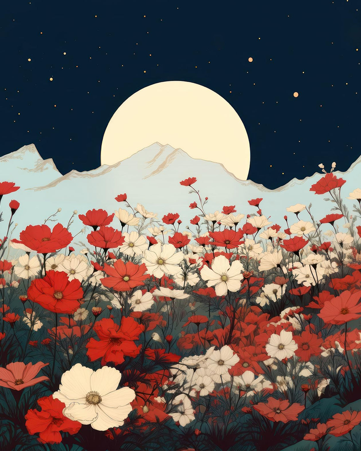 Paint by Numbers Kit for Adults, Cosmos Flower Garden Paint by Numbers, Nature Plant Adults' paint-by-Number Kits, Blossom Flowers Adult Paint by Number Kits, 16X20 Inch Frameless Paint by Numbers TUMOVO