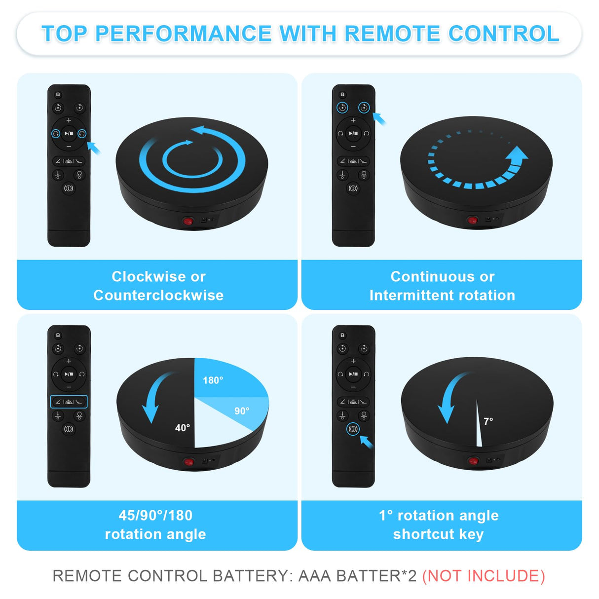 Remote Control Motorized Rotating Display Stand, 300 Lbs Load, 360 Degree, Mute Automatic Rotating Platform for Photography Products, Live Video Show, Angle Speed, Wired, Rotating Stand for Display Bosgladek