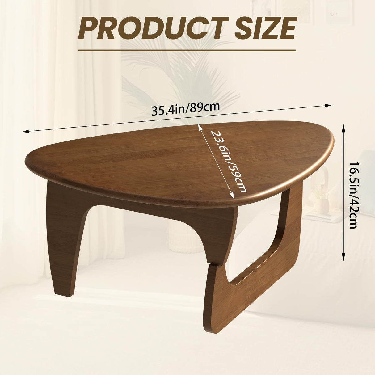 Mid Century Modern Coffee Table, Solid Wood Triangle Coffee Table for Living Room, Modern Tea Table for Home, 35.4x23.6x16.5 WFSRESTD