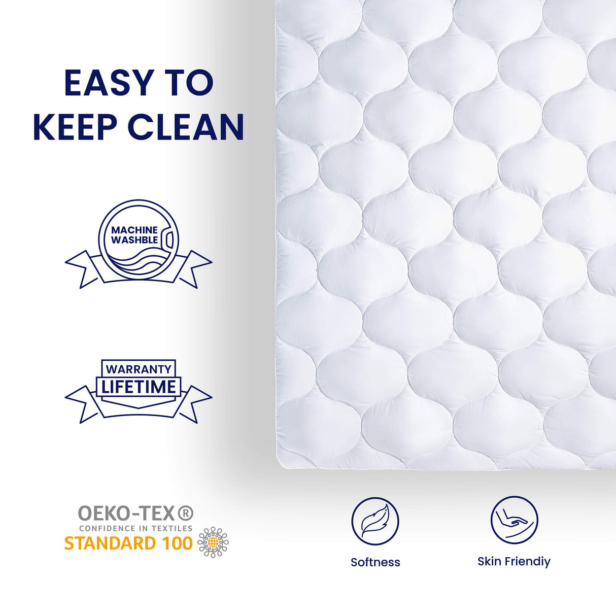 SLEEP ZONE Quilted Fitted Twin Mattress Pad Cover - Soft Fluffy Pillow Top Bed Mattress Topper Deep Pocket 8-21 inch, Twin SLEEP ZONE