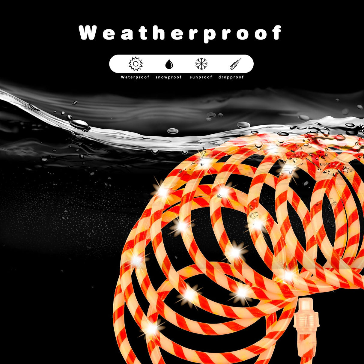 Afirst Christmas Candy Cane Rope Lights - 18FT LED Fairy Lights IP65 Waterproof Connectable Tube Lights for Outdoor Patio Garden Christmas Tree Holiday Decorations Afirst