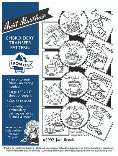 Java 3997 Break Aunt Martha's Hot Iron Embroidery Transfer