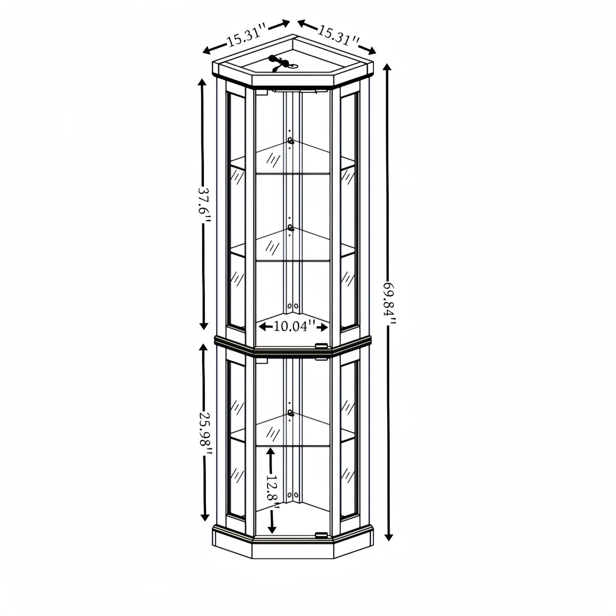 Corner Glass Cabinet – Lighted Curio Display Case with Adjustable Shelves, Mirrored Back & LED Light, Corner Storage Cabinet for Living Room, Antique Collection, Wine or Bar Glassware (Antique White) Chilassic