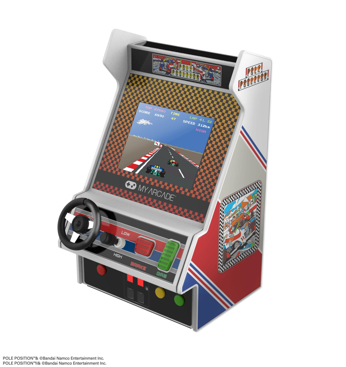 My Arcade Pole Position Racing Player: Retro Mini Arcade Game Console with 2 Games, Real Racing Controls Full Color Screen My Arcade