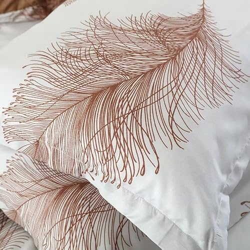 OAITE Duvet Cover Twin Size,Reversible Leaf Brown Duvet Cover Set with Zipper Closure, 3 Pieces Modern Patterns Soft Microfiber Bedding Set with 8 Ties(68’’*90’’,2 Pillow Cases) OAITE