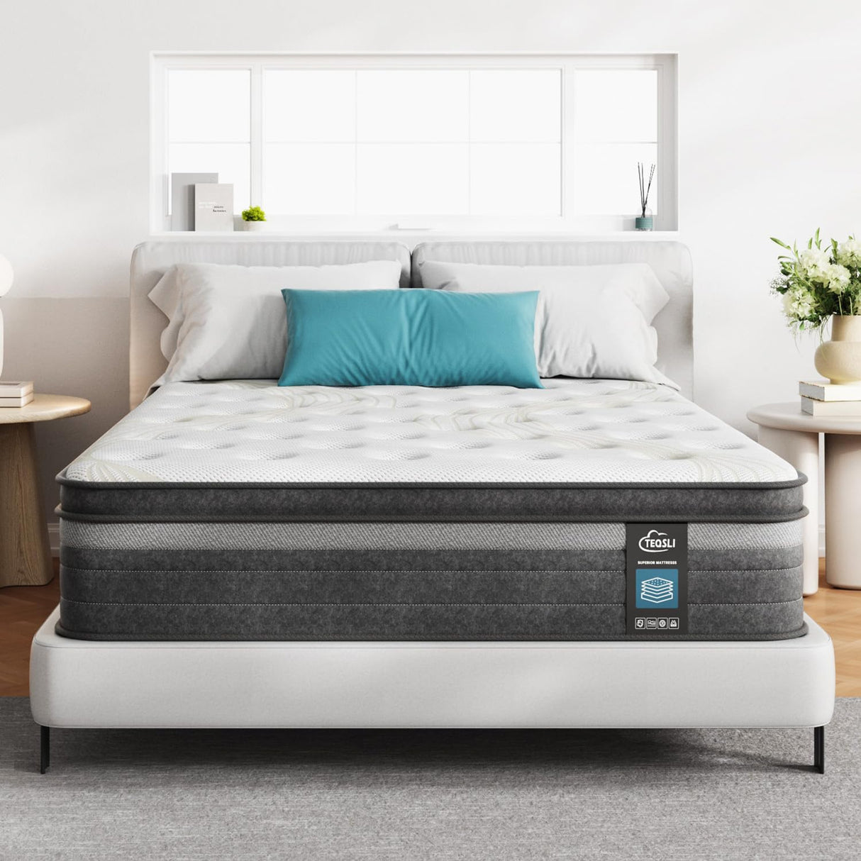 TeQsli Full Mattress, 12 Inch Full Mattress Hybrid, Gel Memory Foam with Full Size Mattress in a Box & Individually Pocketed Springs for Pressure Relief TeQsli