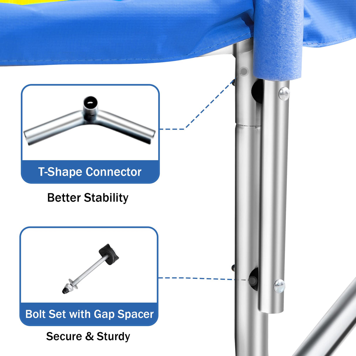 Merax 7FT Trampoline with Slide and Ladder for Kids, Easy Assembly Round Outdoor Recreational Trampoline with Safety Enclosure Net, Blue Merax