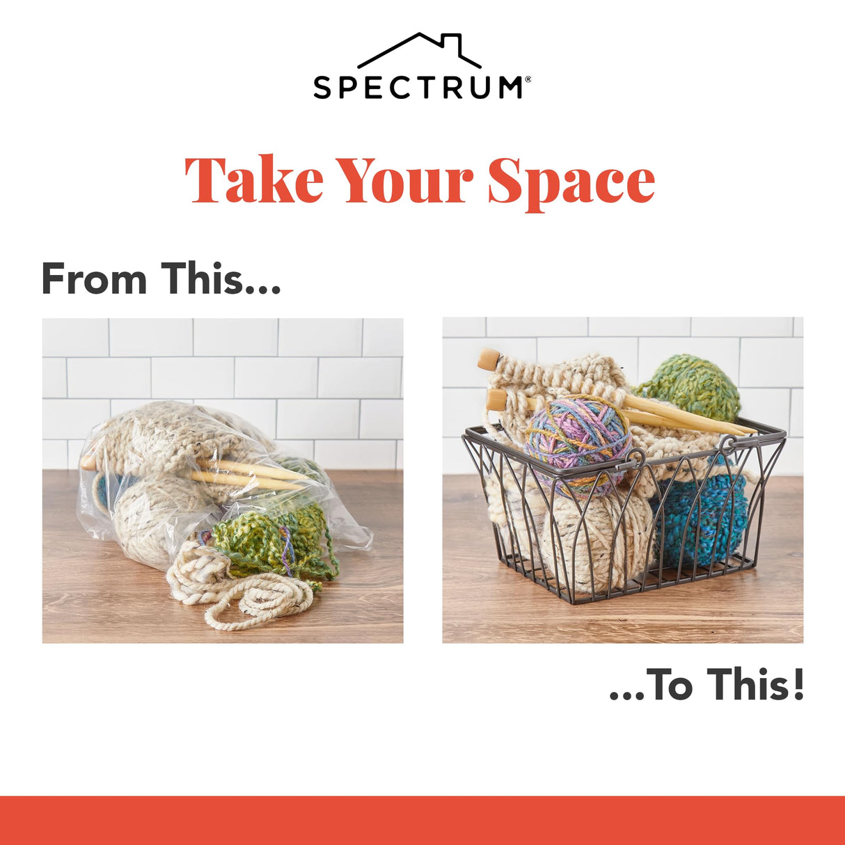 Spectrum Twist Wire Basket for Organizing (Medium, Black) - Sturdy Farmhouse Pantry Basket Storage with Handles - Wire Storage Basket Organizer for Kitchen, Shelf, Closet, Bathroom & More Spectrum Diversified