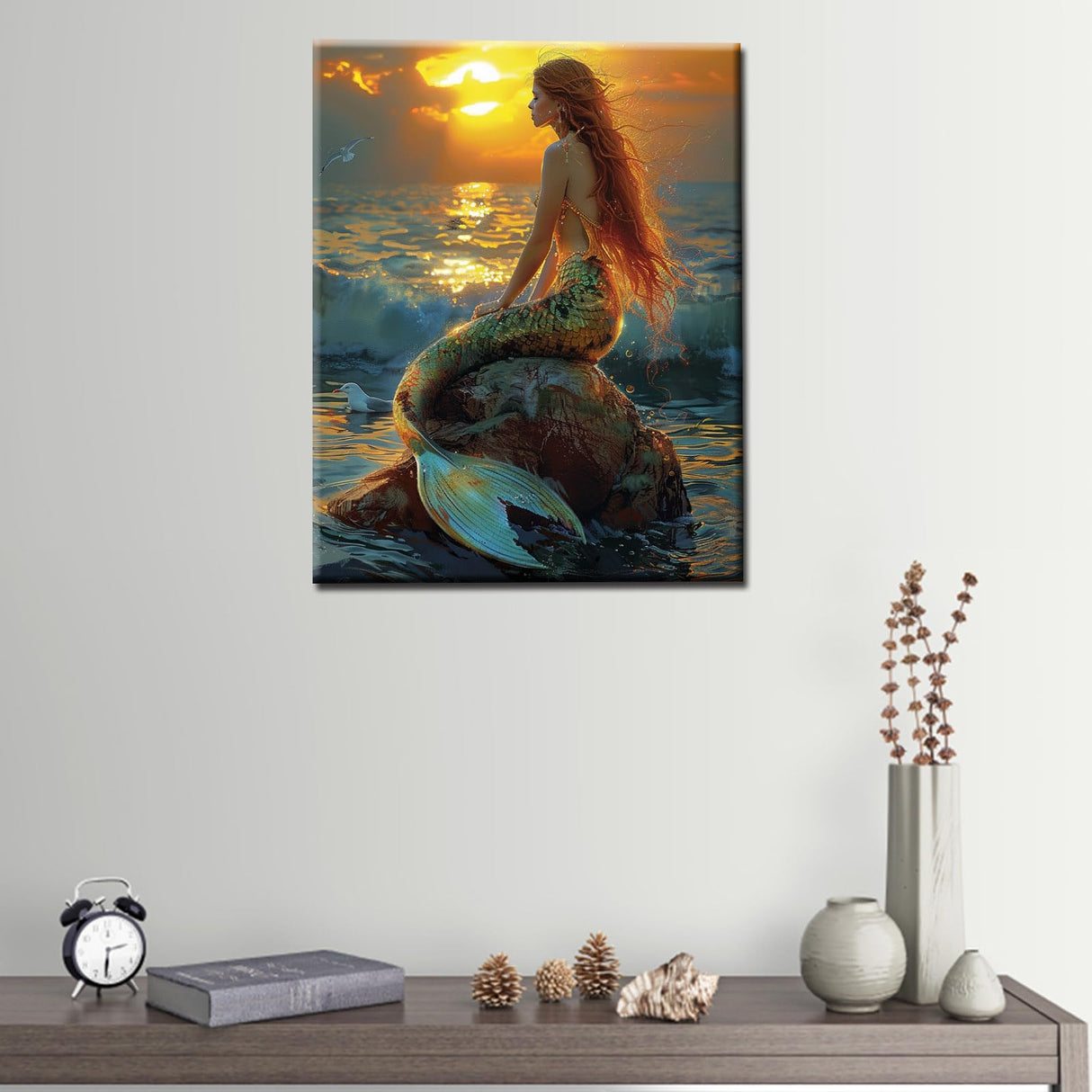 Tucocoo Mermaid Princess Paint by Number for Adults Sunrise Landscape DIY Oil Painting by Numbers Kits for Adults Beginner Gifts for Women Mermaid Lovers Fantasy Home Wall Decor 16x20Inch Frameless Tucocoo