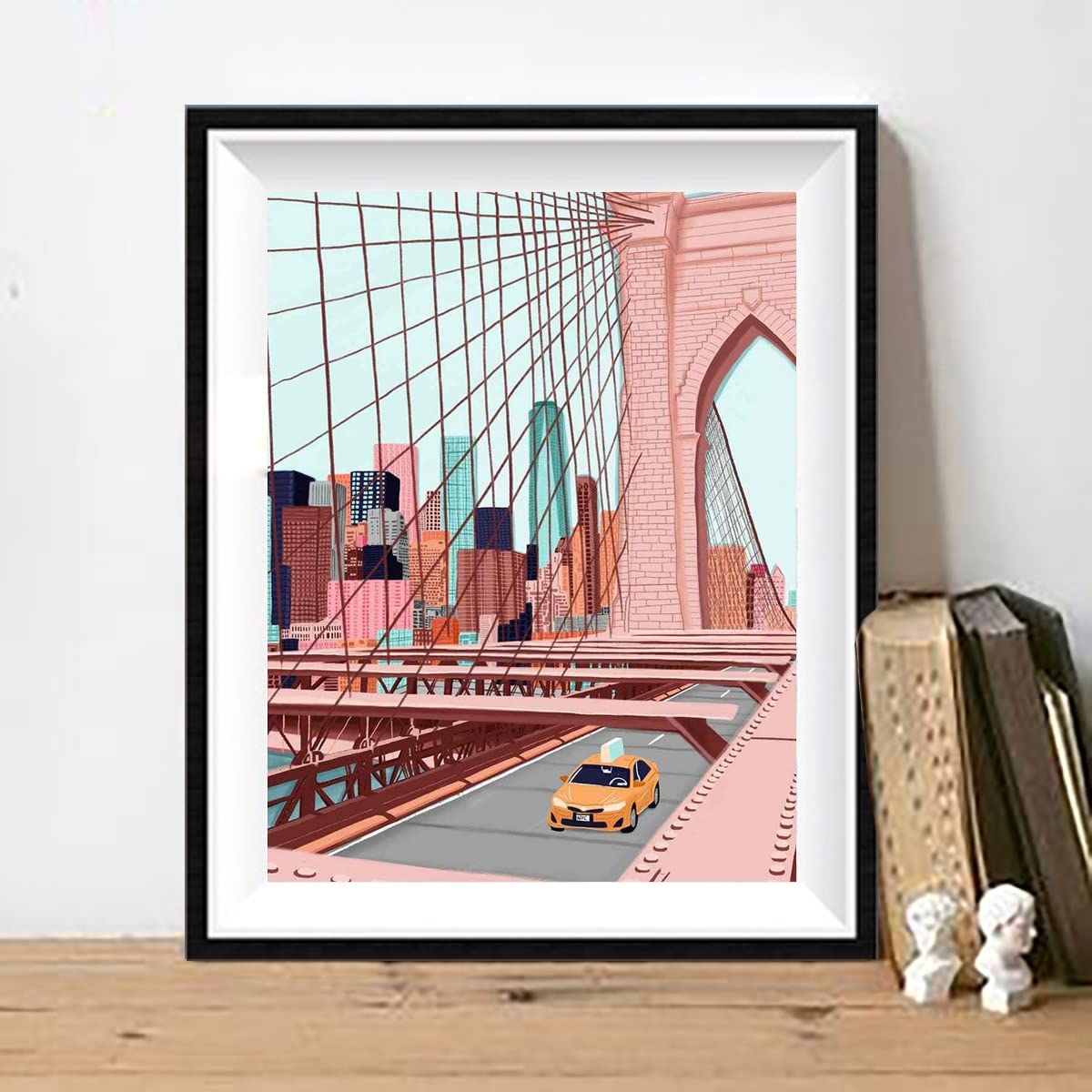 LIULIMI Diamond Painting Kits, DIY 5D World Landscape Diamond Painting Kit, Round Diamond Art Full Diamond Cartoon Style 12 X 16 in (Brooklyn Bridge) LIULIMI