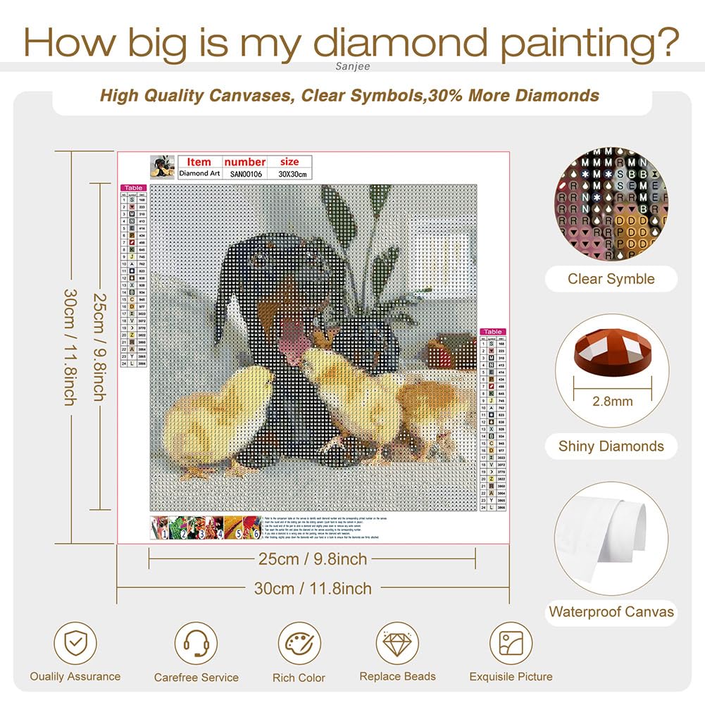 Sanjee Diamond Painting Kits for Adults Beginners, Dog Diamond Art Kits, 5D DIY Round Full Drill Diamond Art Painting for Home Wall Decoration Gift, 12x12 Inch Sanjee