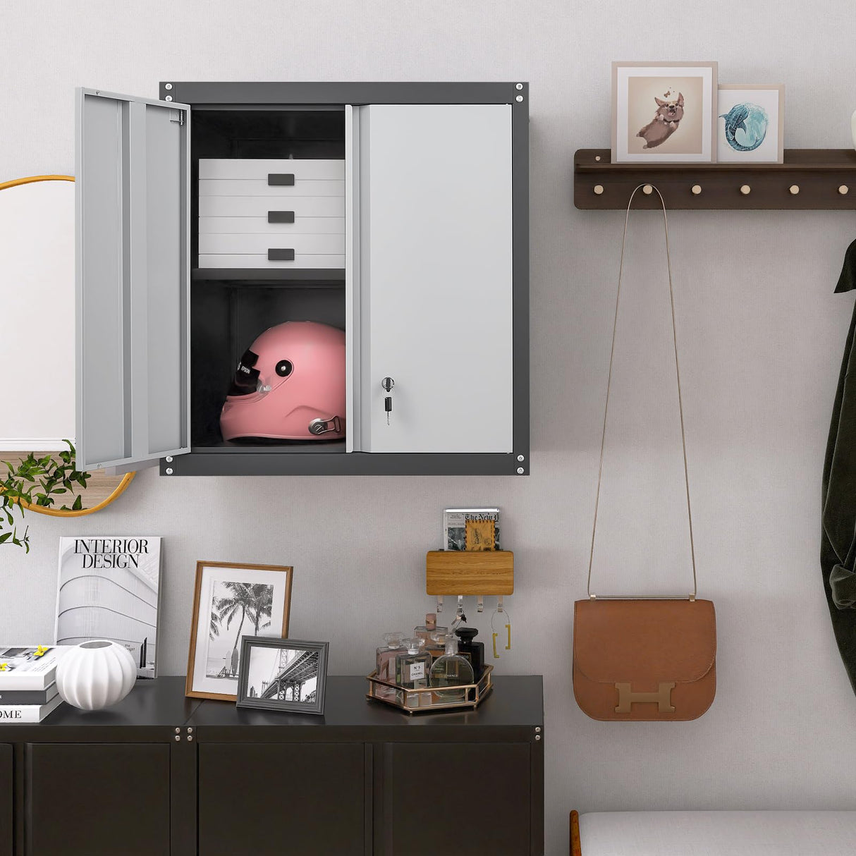 STEELIST Metal Wall Cabinet, Metal Garage Cabinets Wall Mount, Metal Wall Cabinets for Garage, Tool Cabinets with Lockable Doors and Shelves, Garage Cabinet for Home, Office, Basement STEELIST